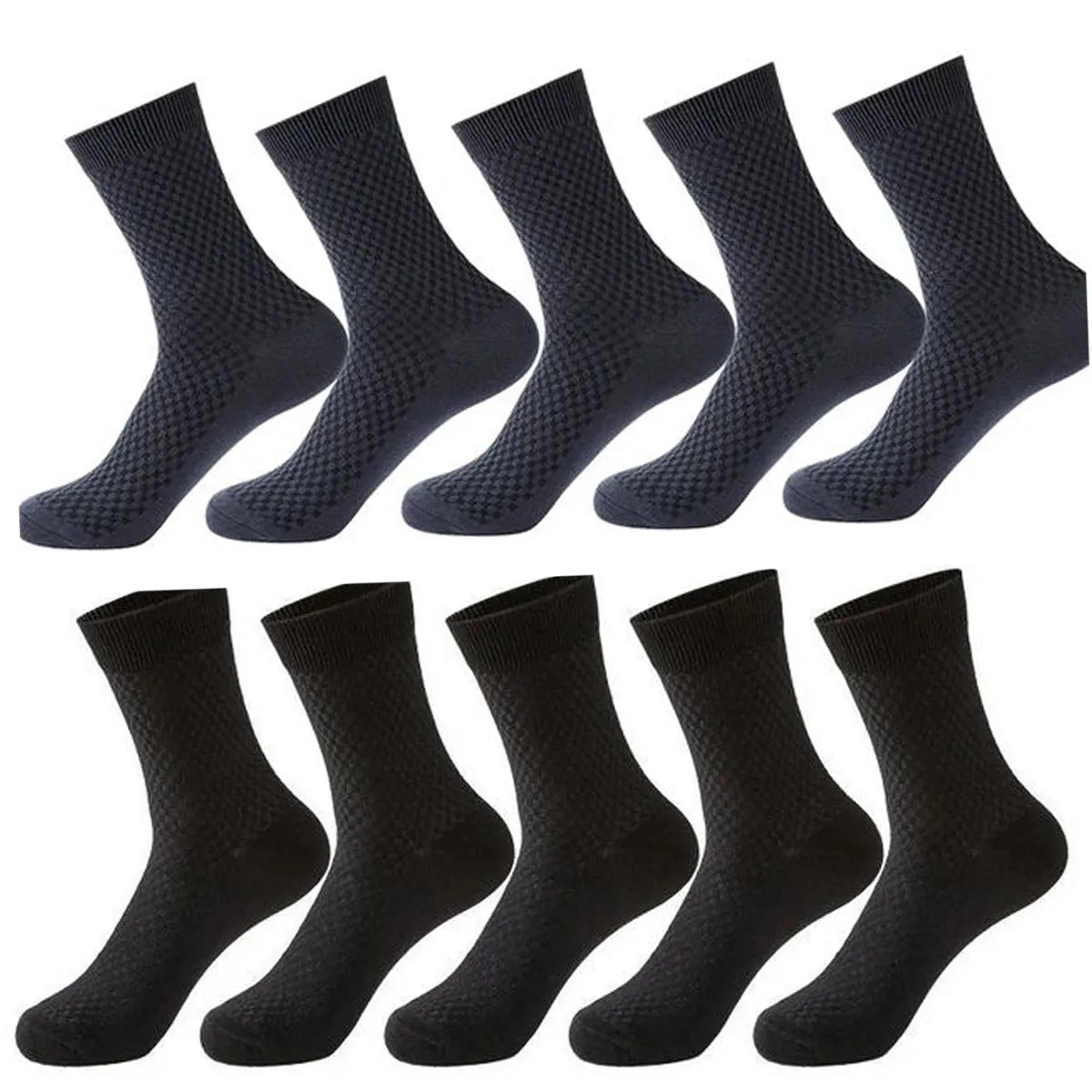 10 Pair Men's Bamboo Fiber Socks Harajuku Retro Breathable Business Man Socks Black Long Sock Deodorant Gift Set Size S342972