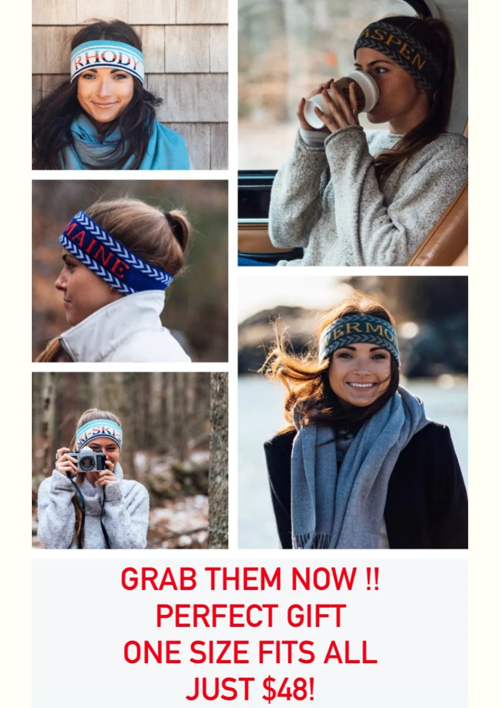 100% Cashmere Headbands 80's Inspired Retro Headbands/Ear Warmers