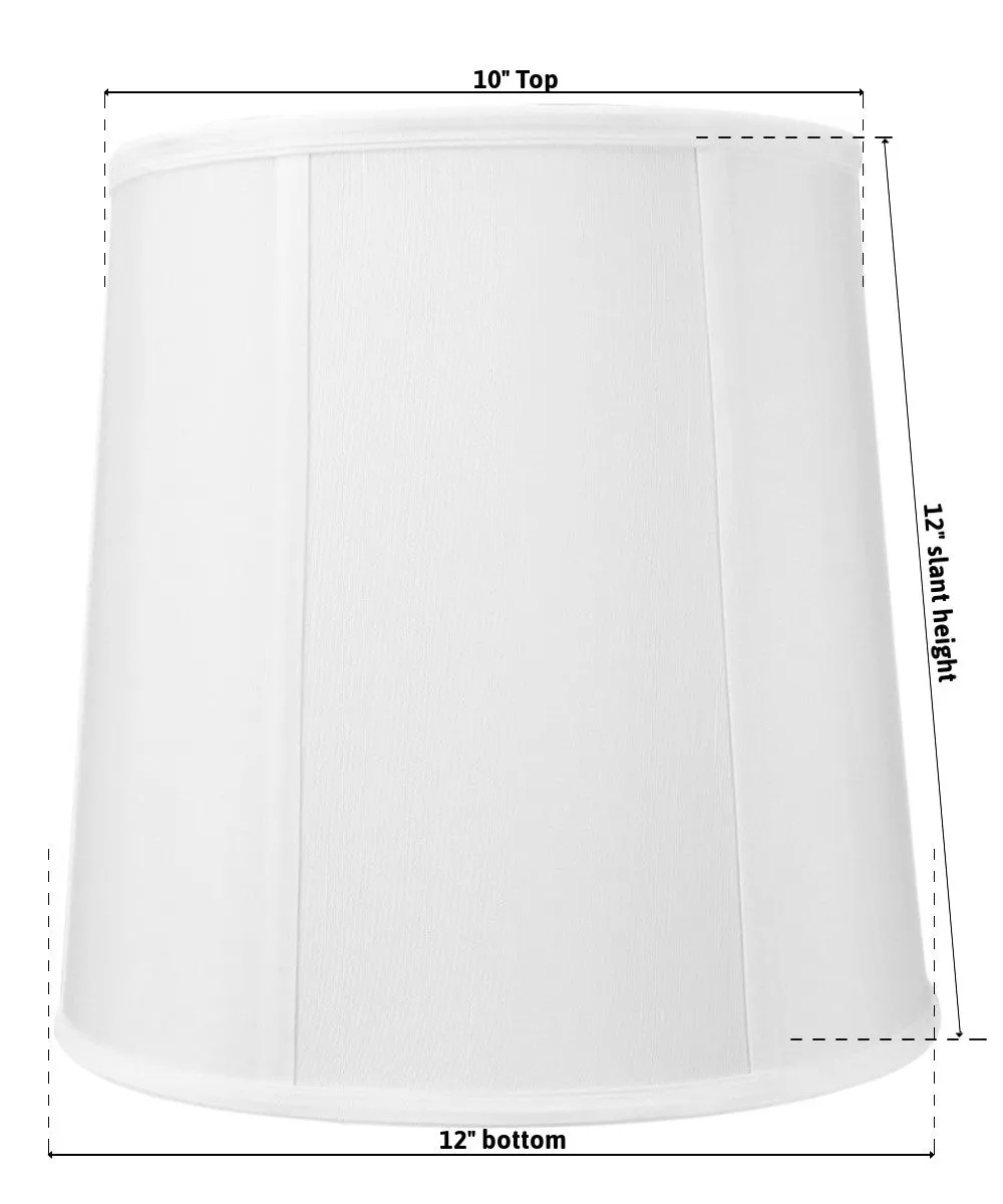 10x12x12 SLIP UNO FITTER White Shantung Fabric Drum Lampshade