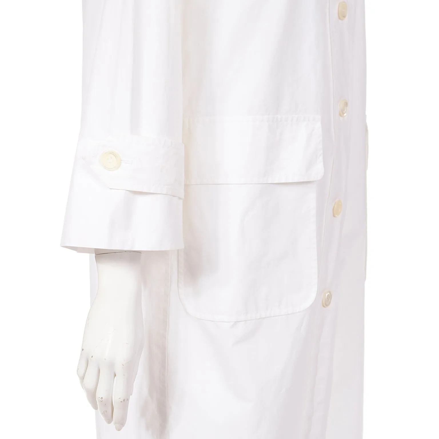 1980s Yves Saint Laurent Vintage White Cotton Coat or Coat Dress