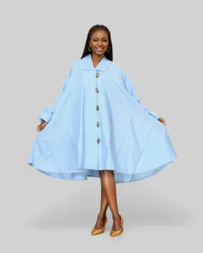 243 - Women  Mid Length Coat Dress / Blouse - Light Blue