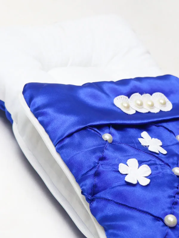 2Pcs Newborn Baby Quilted Sleeping Bag  Flowers Royal Blue