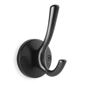 5 Pack Heavy-Duty Coat & Hat Wall Hook with Round Base-Black- Cauldham