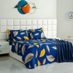 6 PCs Printed Bed Spread Set-Blue Oasis