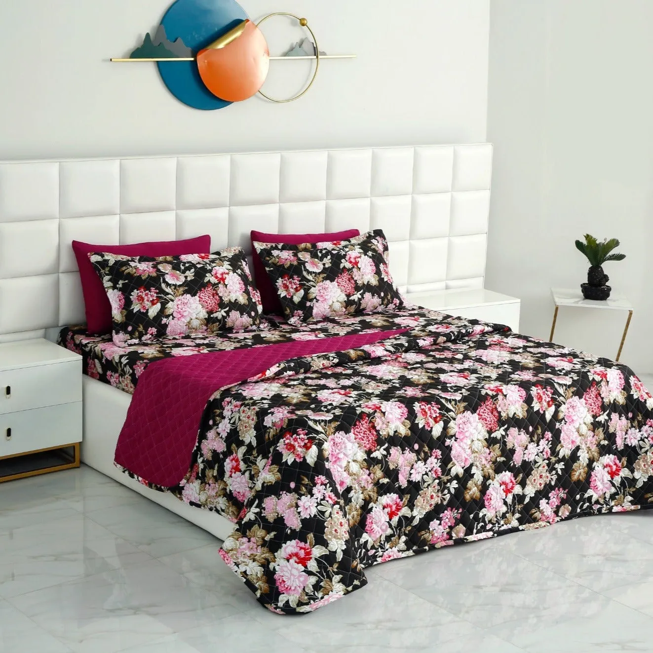 6 PCs Printed Bed Spread Set-Dhalia