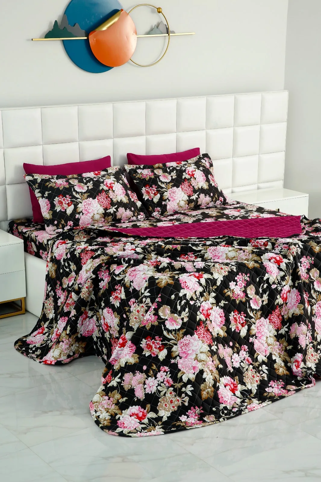 6 PCs Printed Bed Spread Set-Dhalia