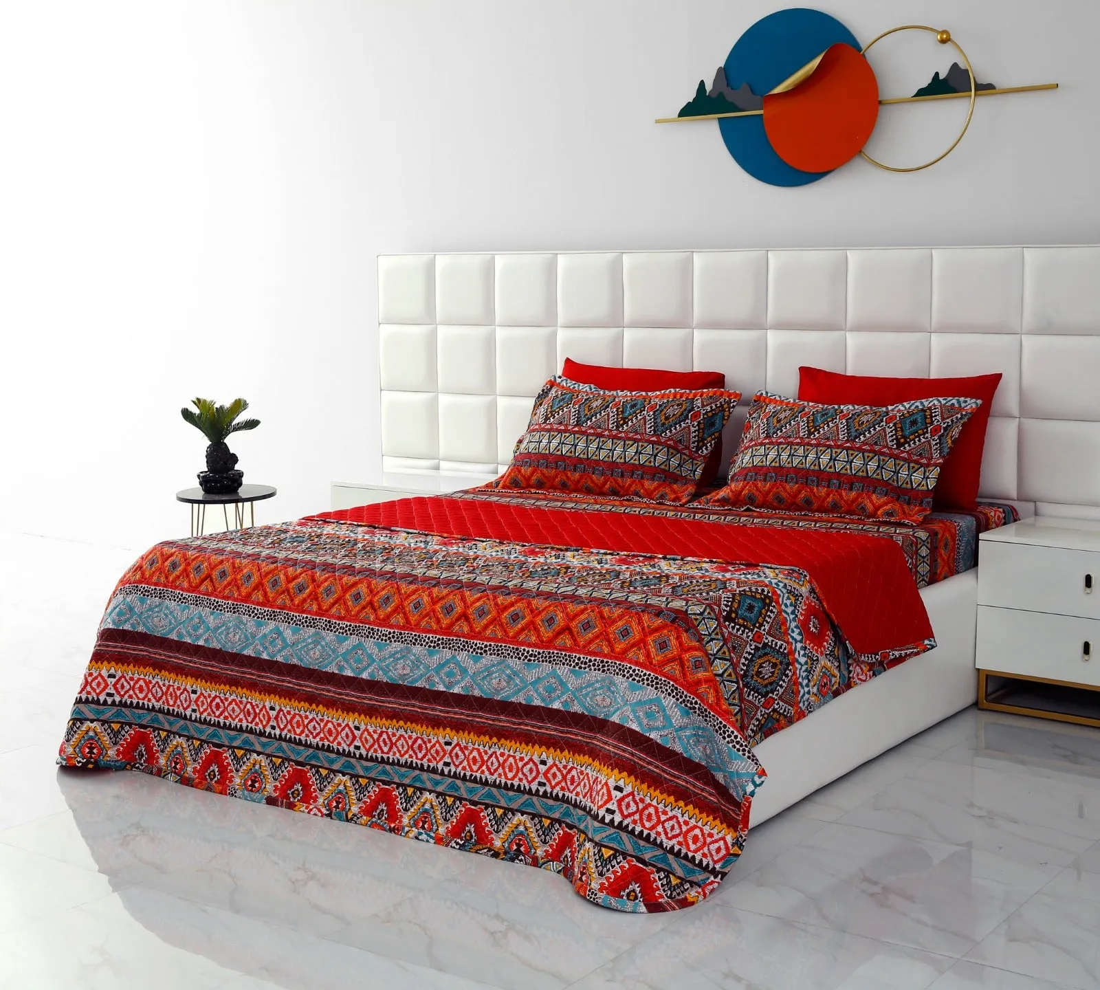 6 PCs Printed Bed Spread Set-Ethnic