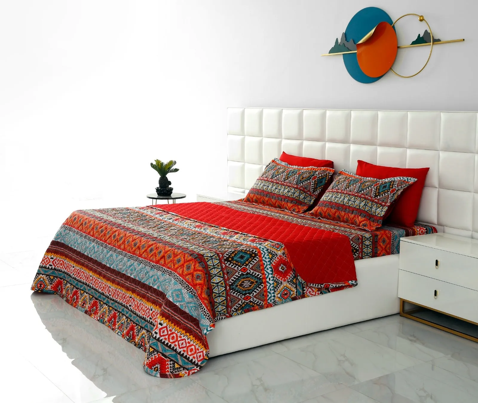 6 PCs Printed Bed Spread Set-Ethnic