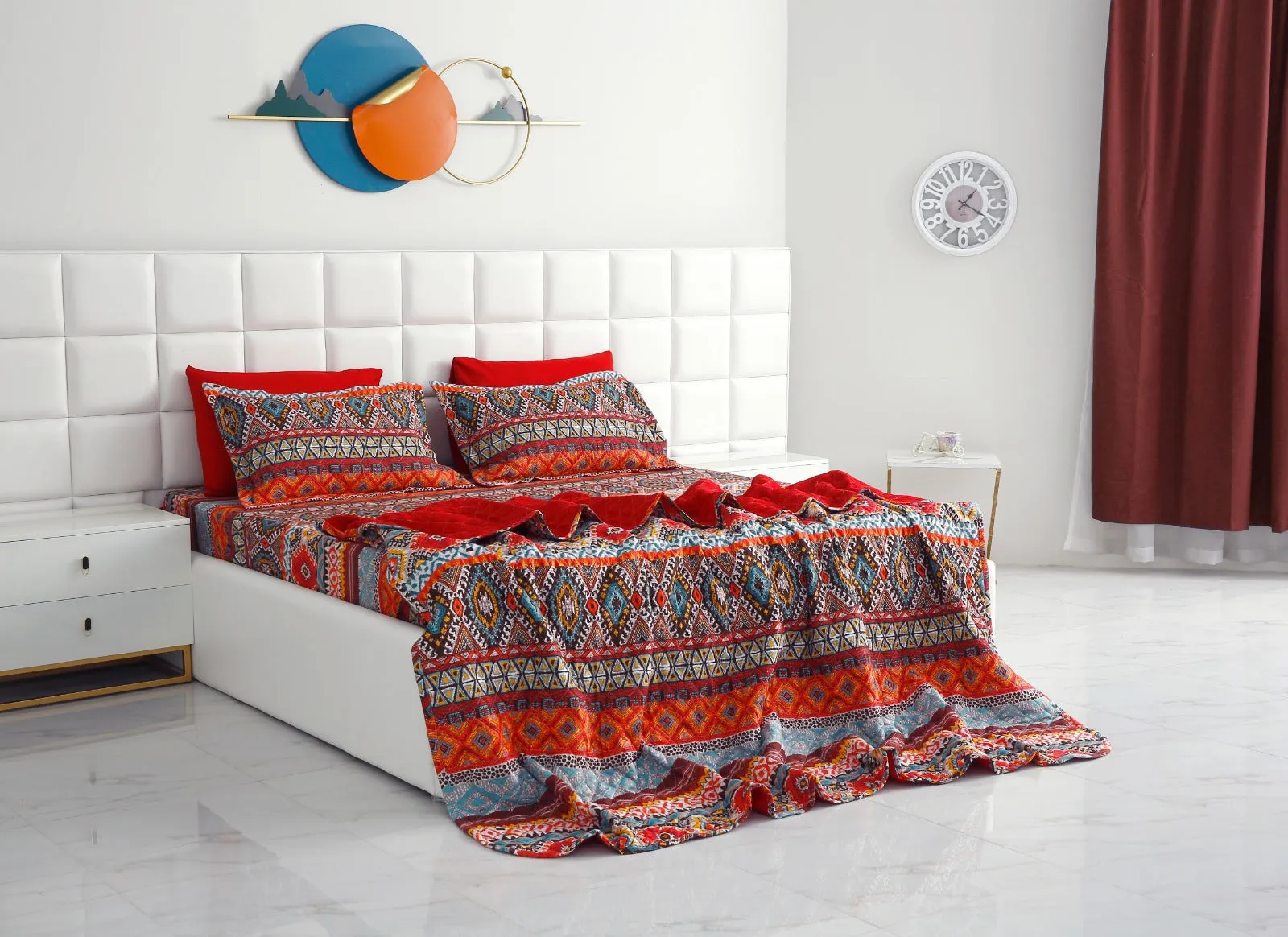 6 PCs Printed Bed Spread Set-Ethnic