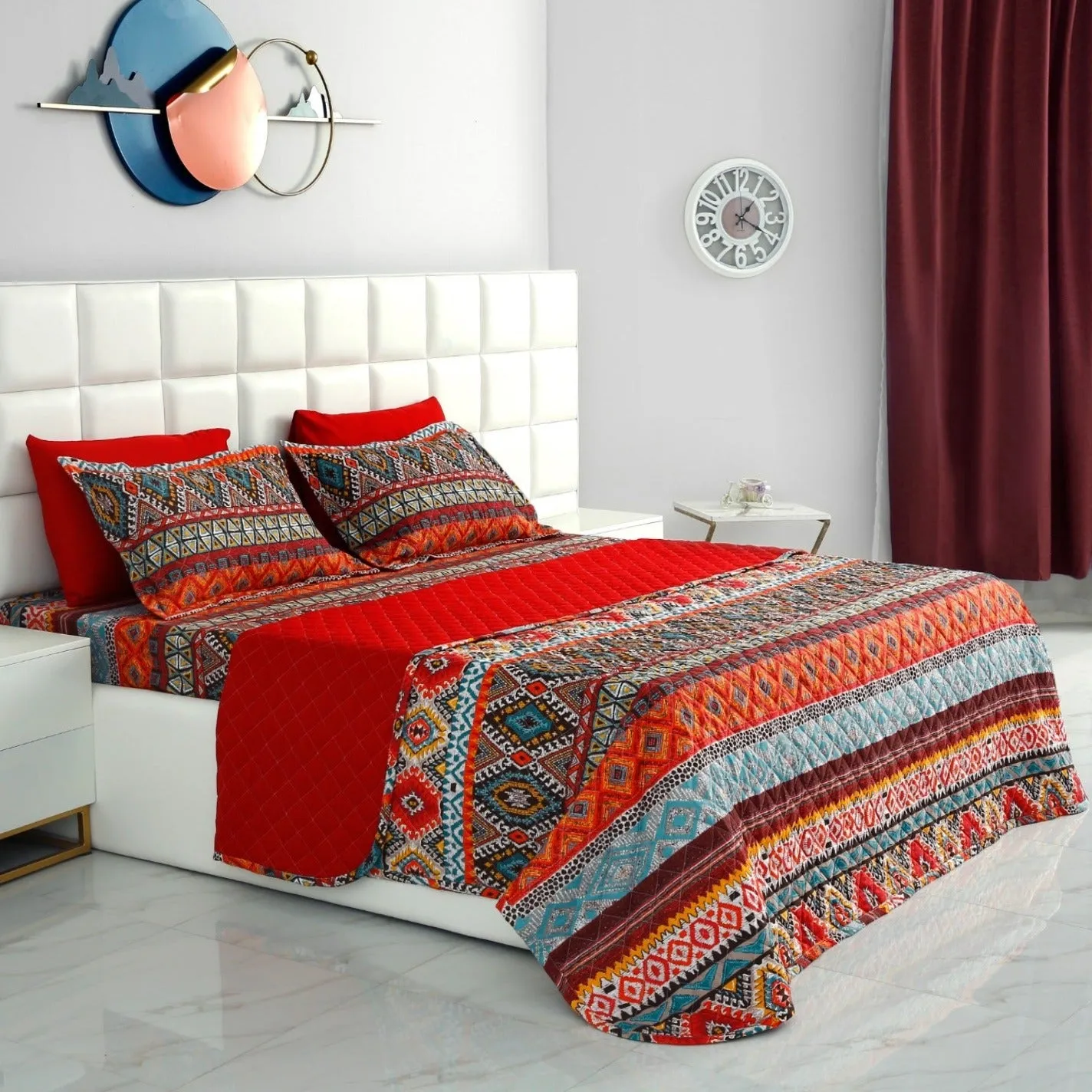 6 PCs Printed Bed Spread Set-Ethnic