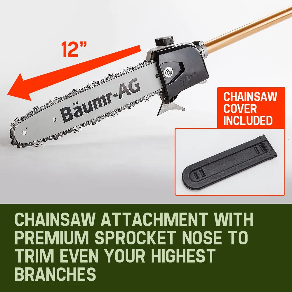 65CC Petrol Pole Chainsaw, Extendable, 3 Ext Shafts - Baumr-AG