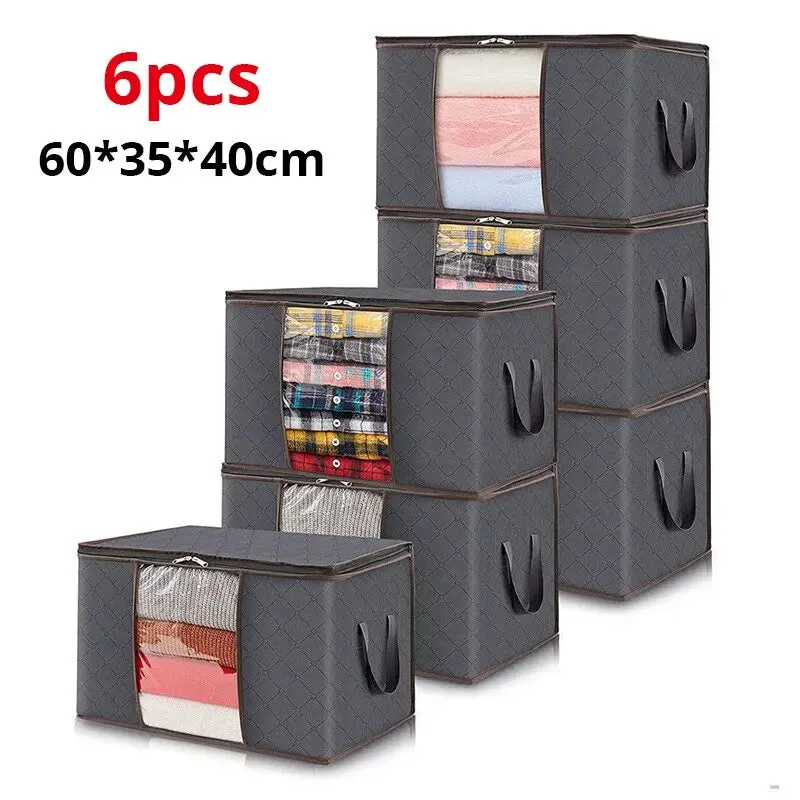 6pcs/set Clothes Storage Bags Upgraded Foldable Fabric Storage Bags Storage Containers For Organizing Bedroom