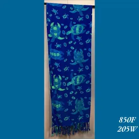 850F - 205W , Fringed scarf with turtles