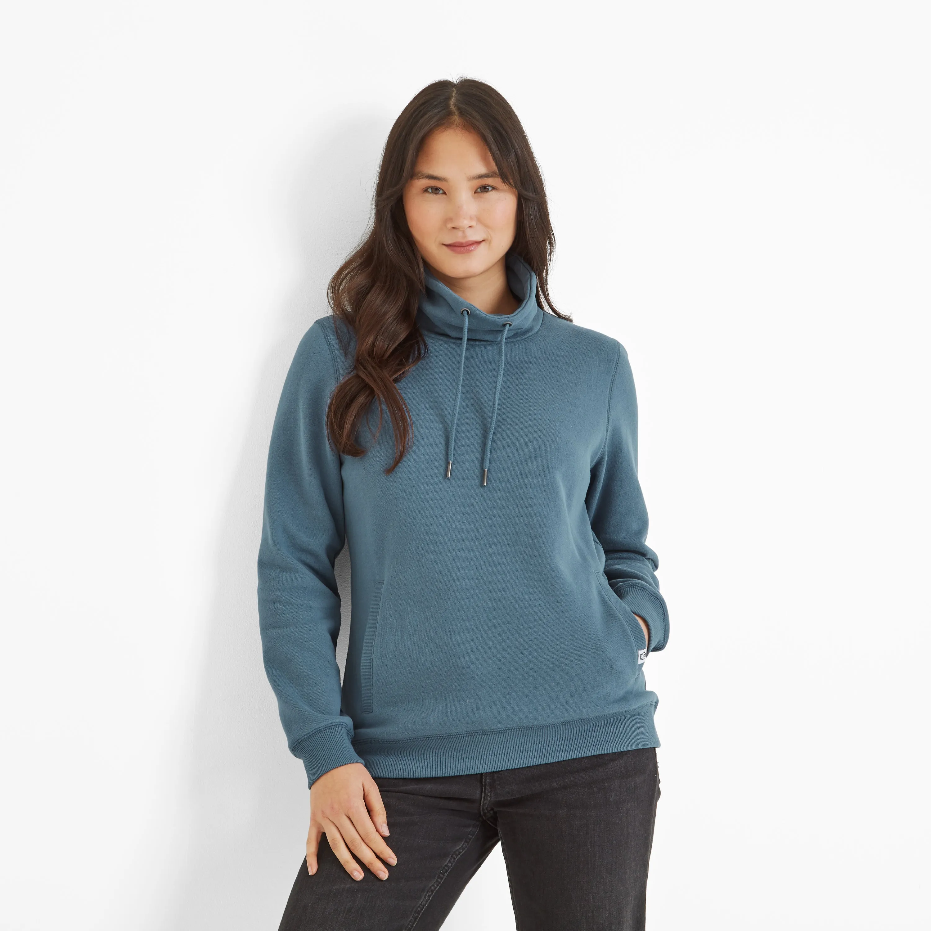 Abigail Womens Funnel Neck Sweat - Blue Dolphin