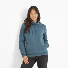 Abigail Womens Funnel Neck Sweat - Blue Dolphin