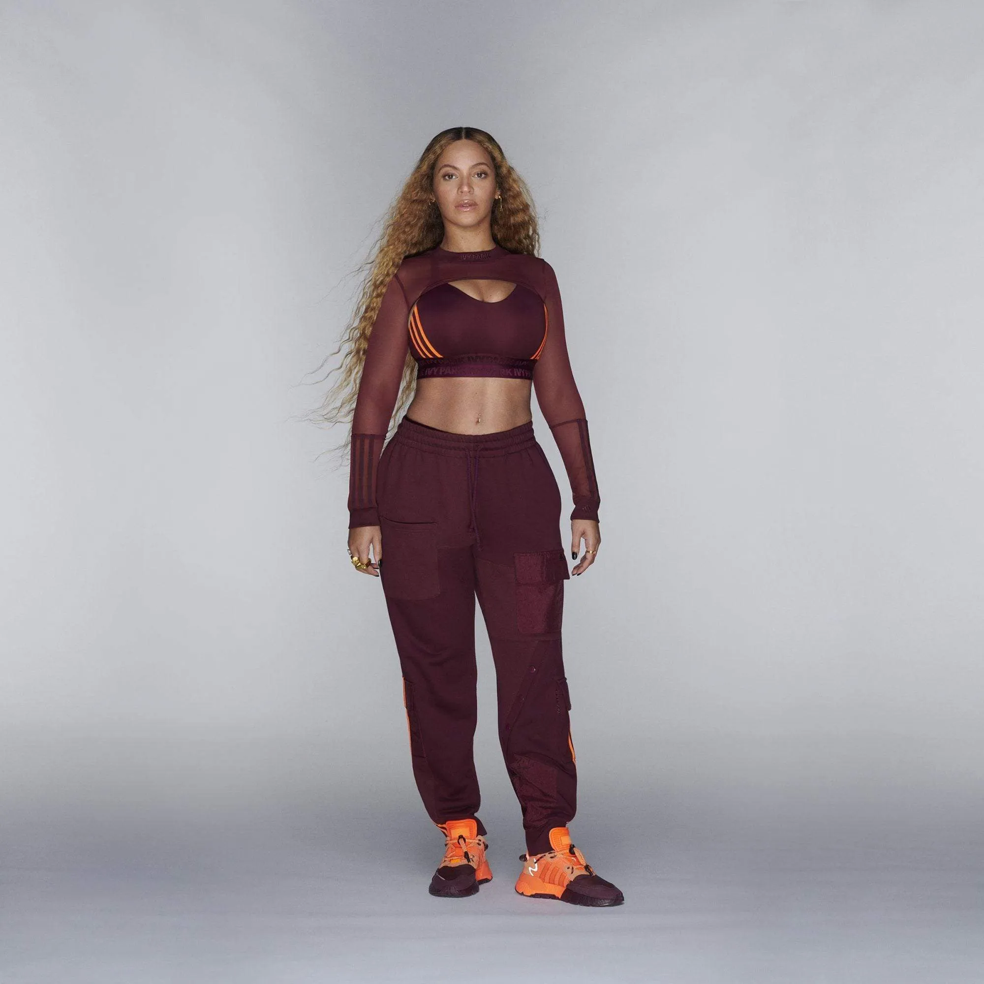 adidas Ivy Park Cargo Sweatpants Maroon/Solar Orange