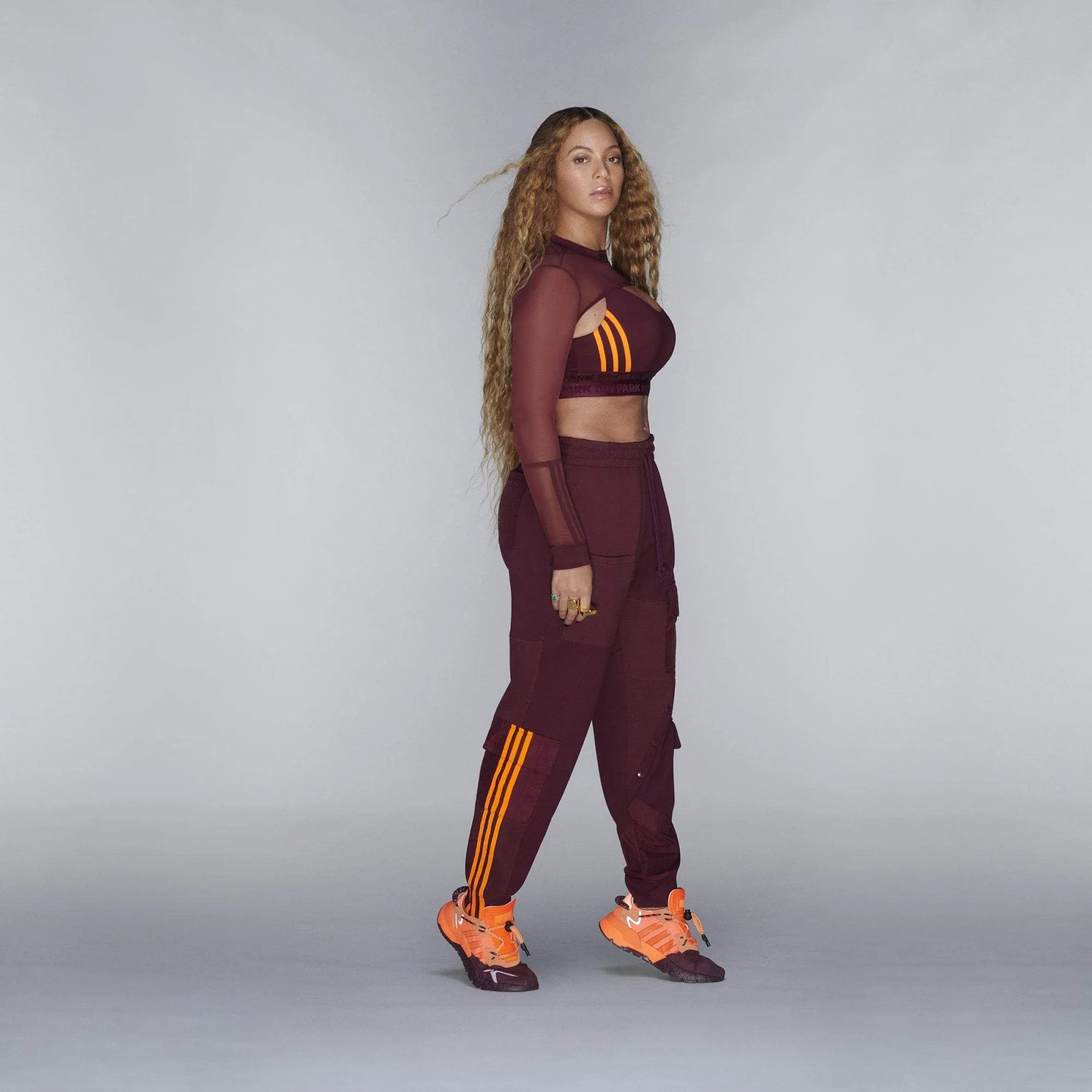 adidas Ivy Park Cargo Sweatpants Maroon/Solar Orange