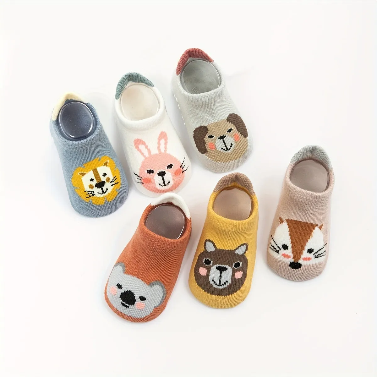 Adorable Cartoon Animal Kids Antiskid Floor Socks with Dot Glue