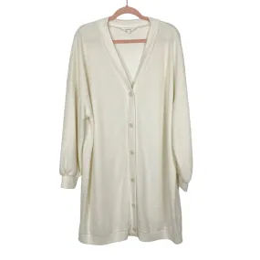 Amaryllis Ivory Ribbed Knit Cardigan Sweater Dress- Size 1X