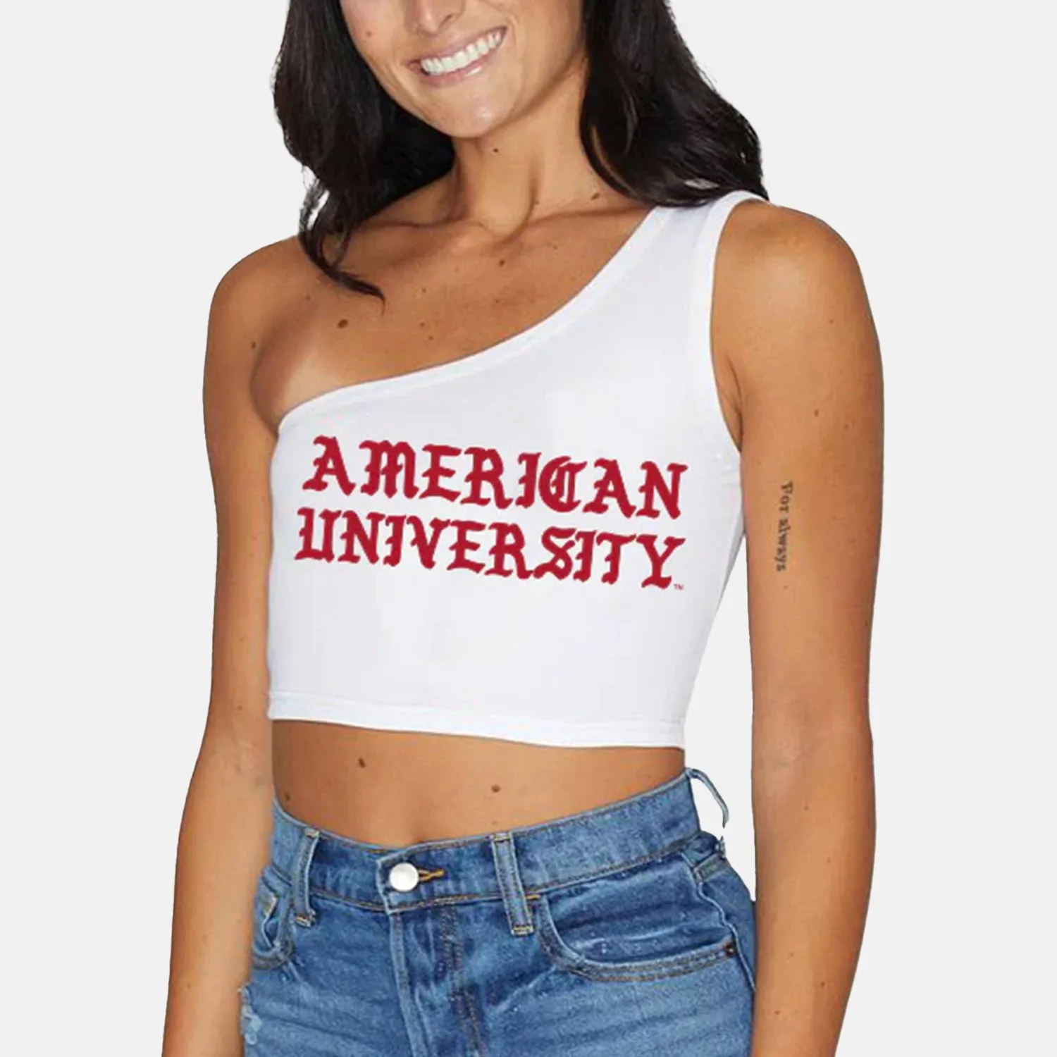 American White One Shoulder Top