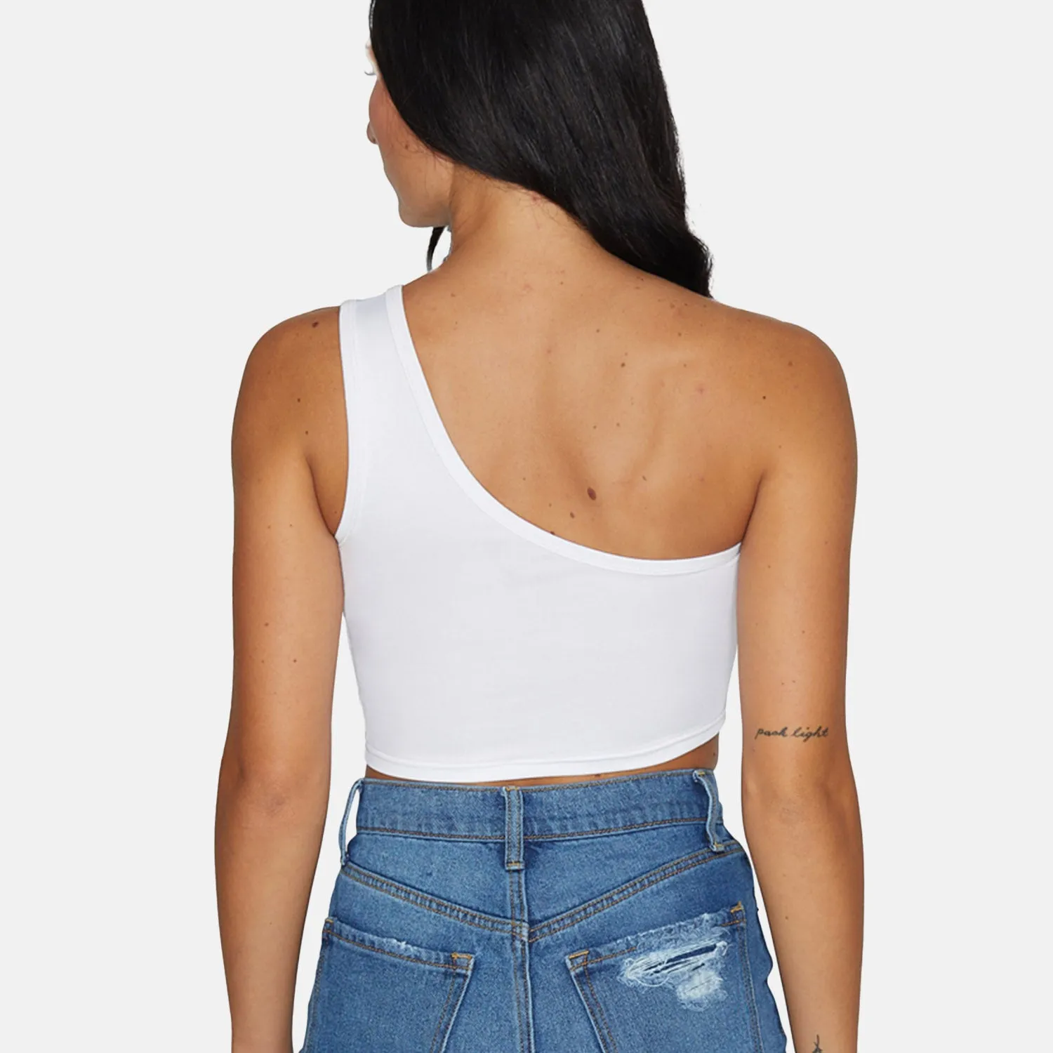 American White One Shoulder Top