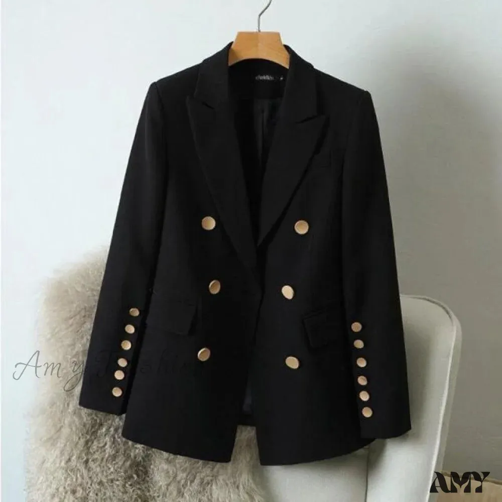 Amy Fashion - Short Slim Female Coat Black Blazer