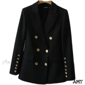 Amy Fashion - Short Slim Female Coat Black Blazer