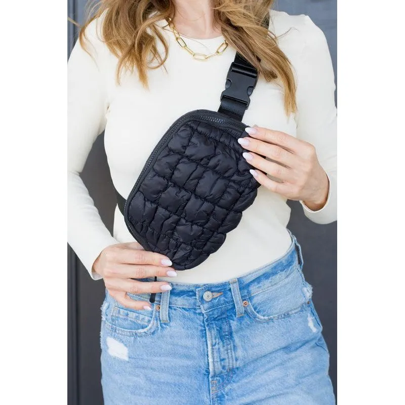 Anya Quilted Puffer Sling Belt Fanny Bum Bag