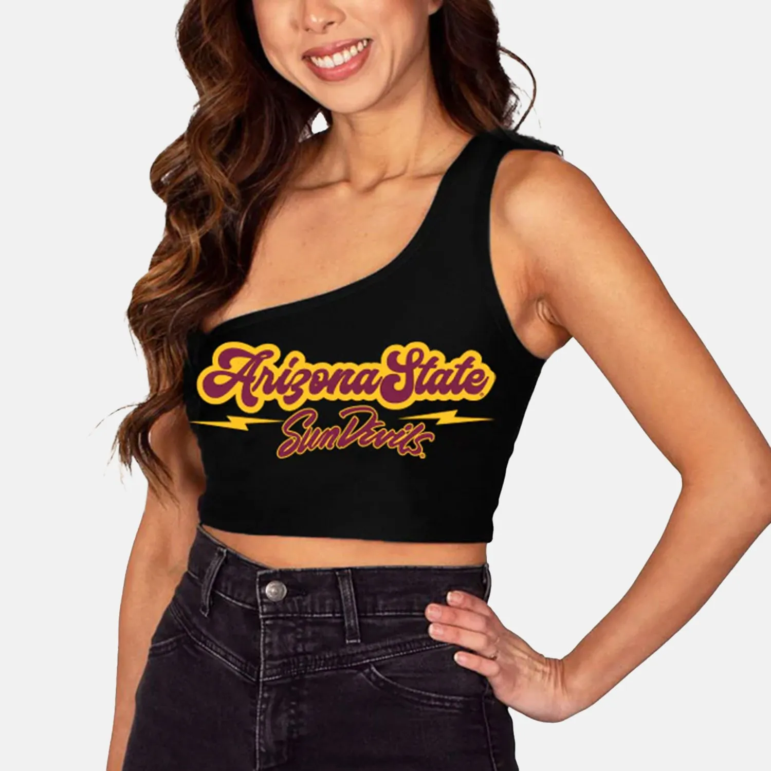 Arizona State Black One Shoulder Top