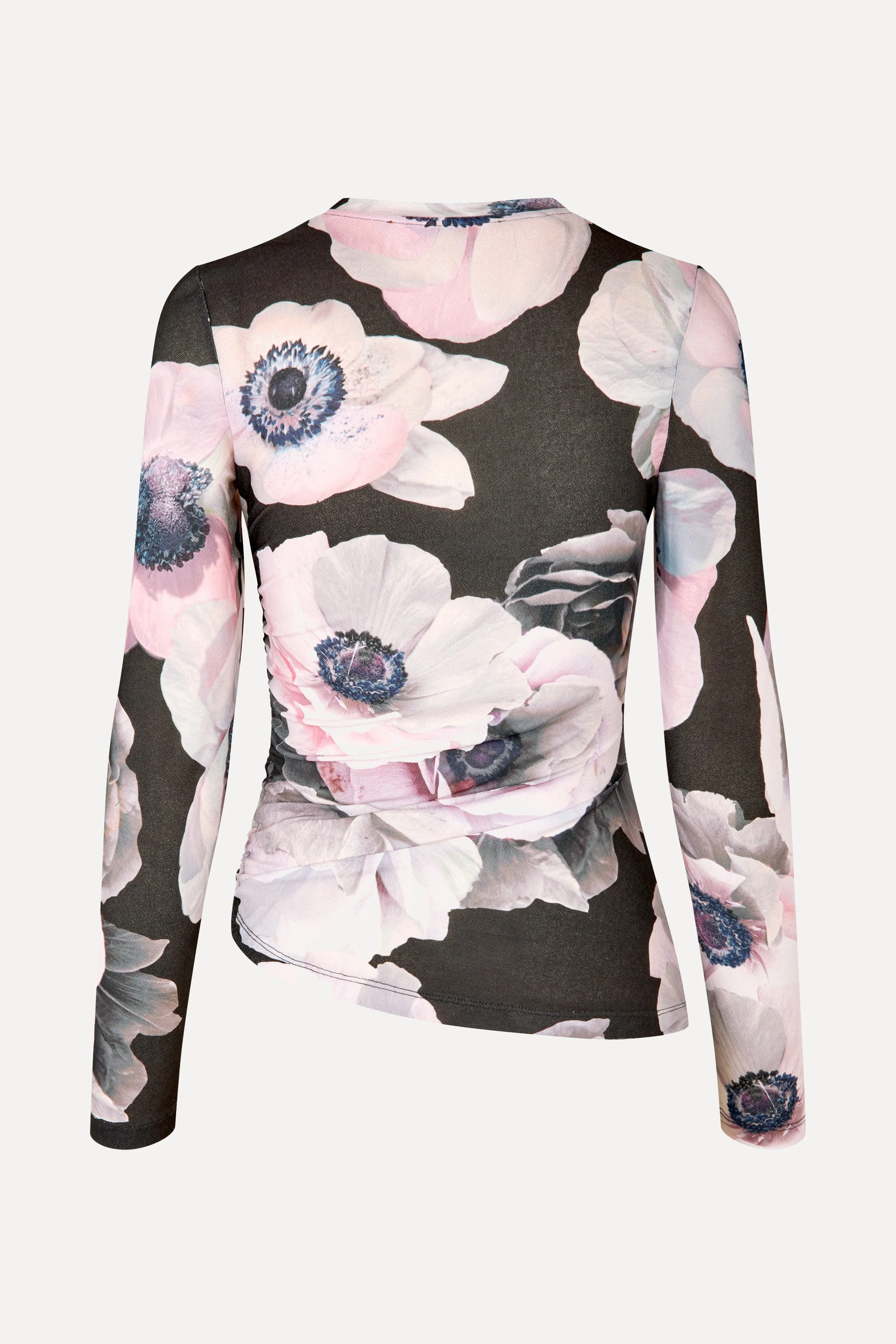 Asymmetric Long Sleeve Top - Nostalgic Anemone