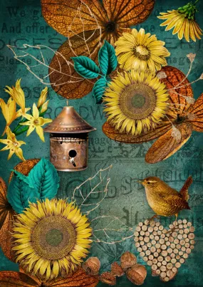 Autumn Sunflowers - A4 8.3 x 11.7 Rice Paper by Decoupage Queen