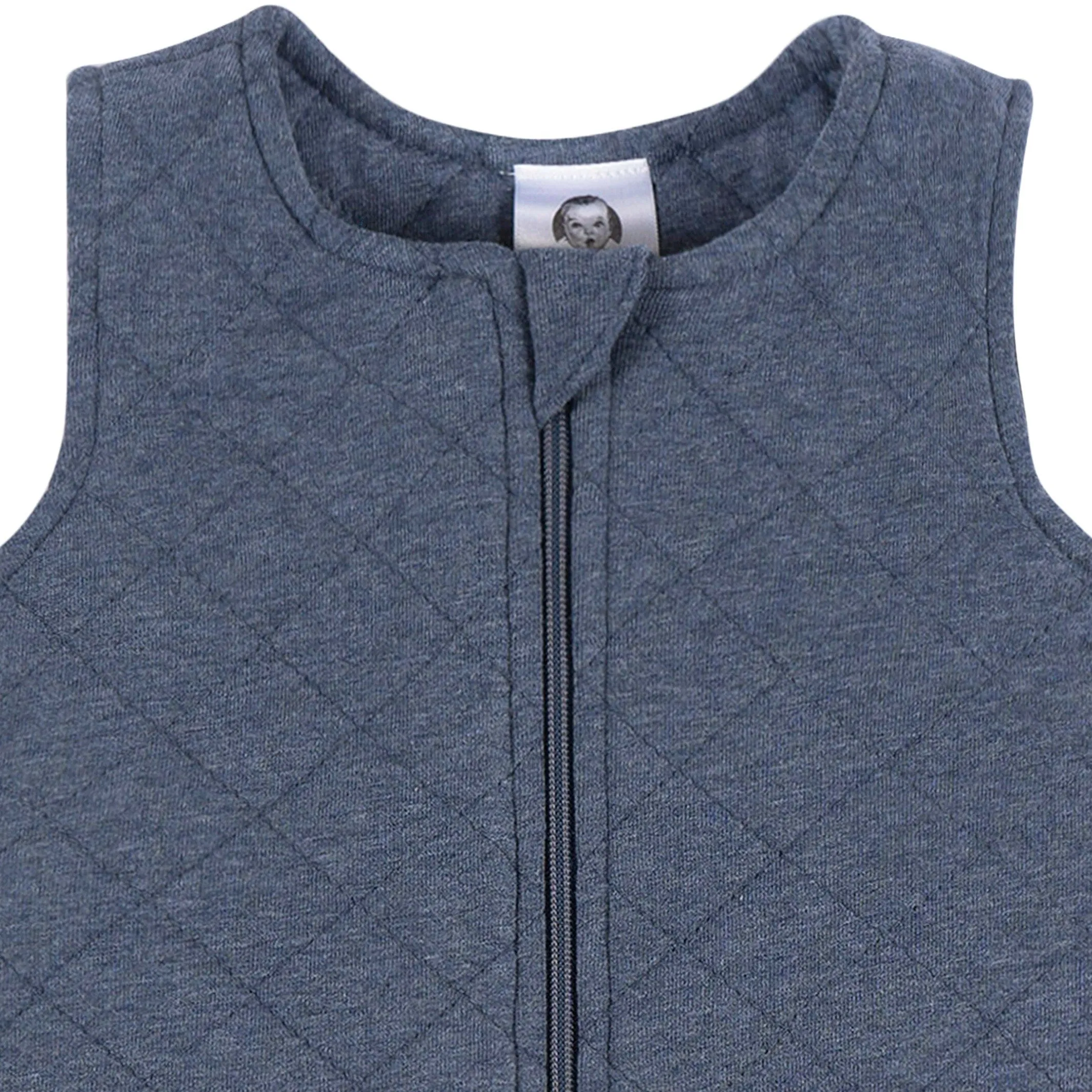 Baby Boys Navy Heather Quilted Jersey Wearable Blanket