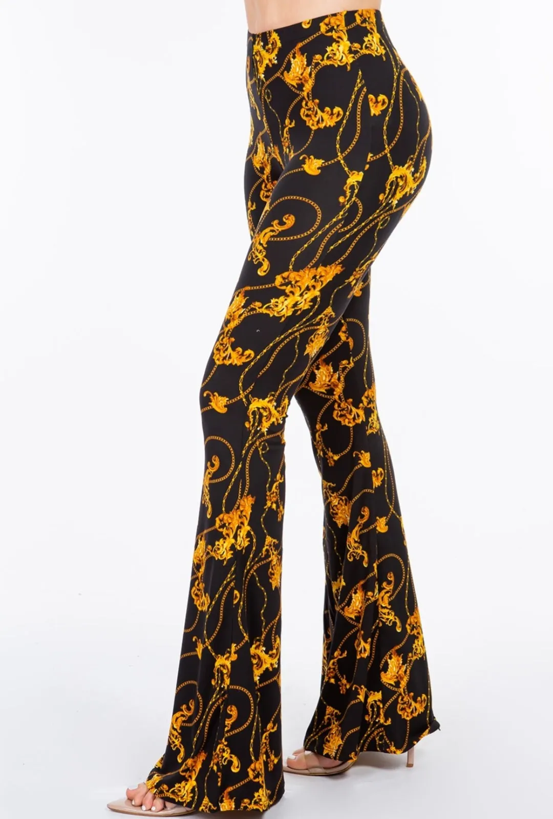 Baroque chain printed flared pants