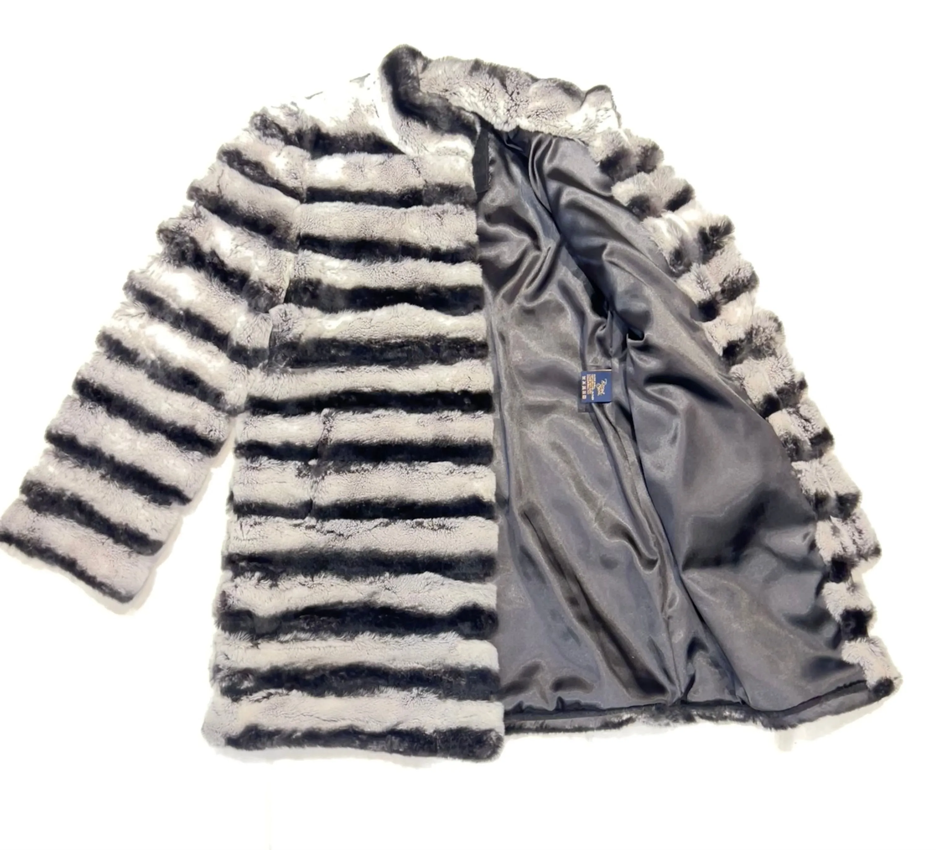 Barya NewYork Ladies 3/4 Grey Rex Chinchilla Coat