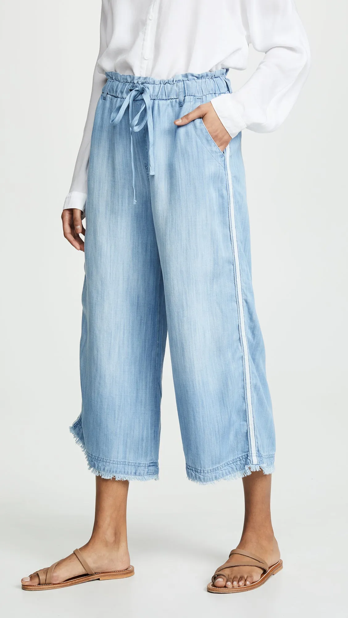 Bella Dahl Side Stripe Wide Leg Crop Pants Del Sol