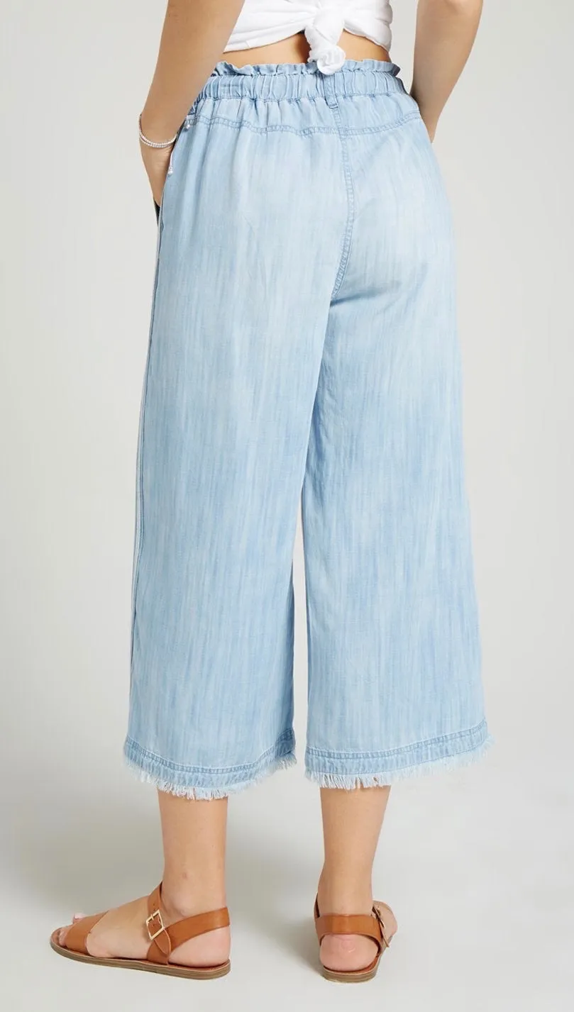 Bella Dahl Side Stripe Wide Leg Crop Pants Del Sol