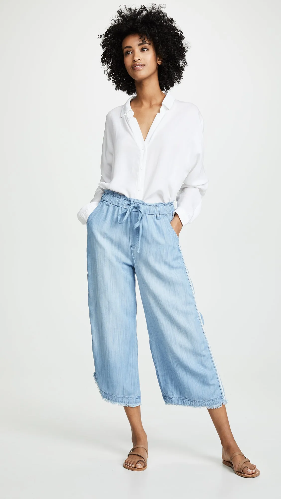 Bella Dahl Side Stripe Wide Leg Crop Pants Del Sol