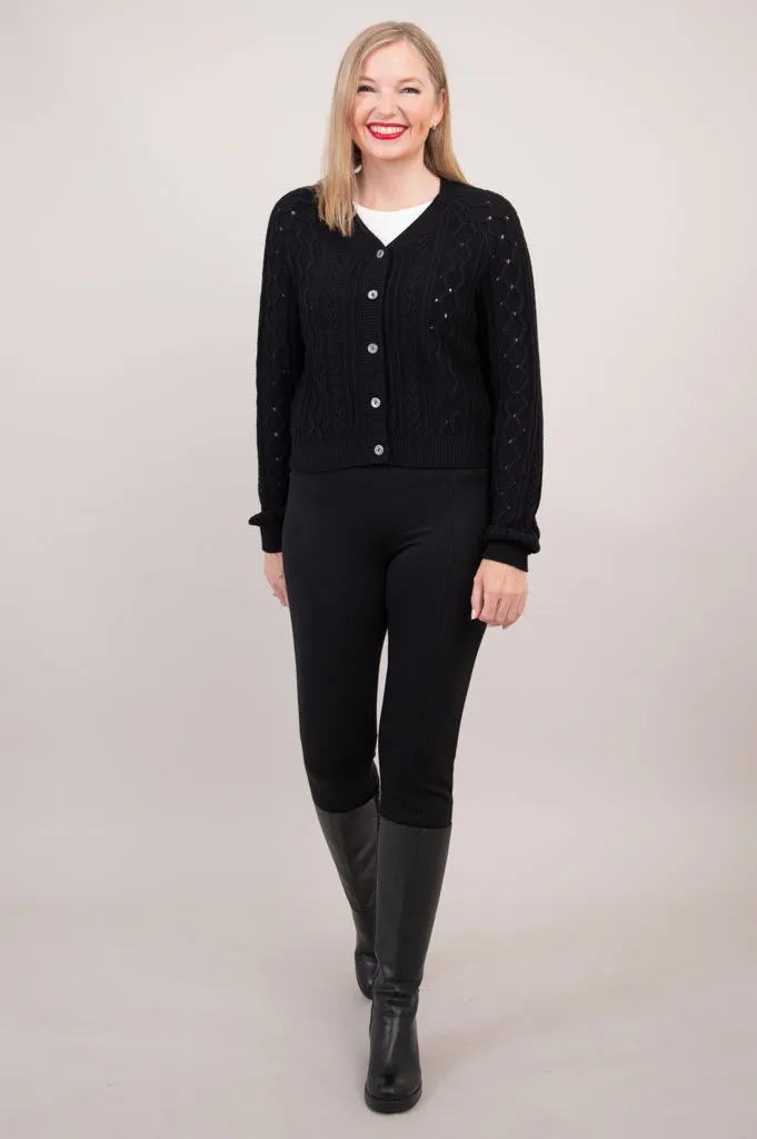 Bena Cardigan, Black, Cotton