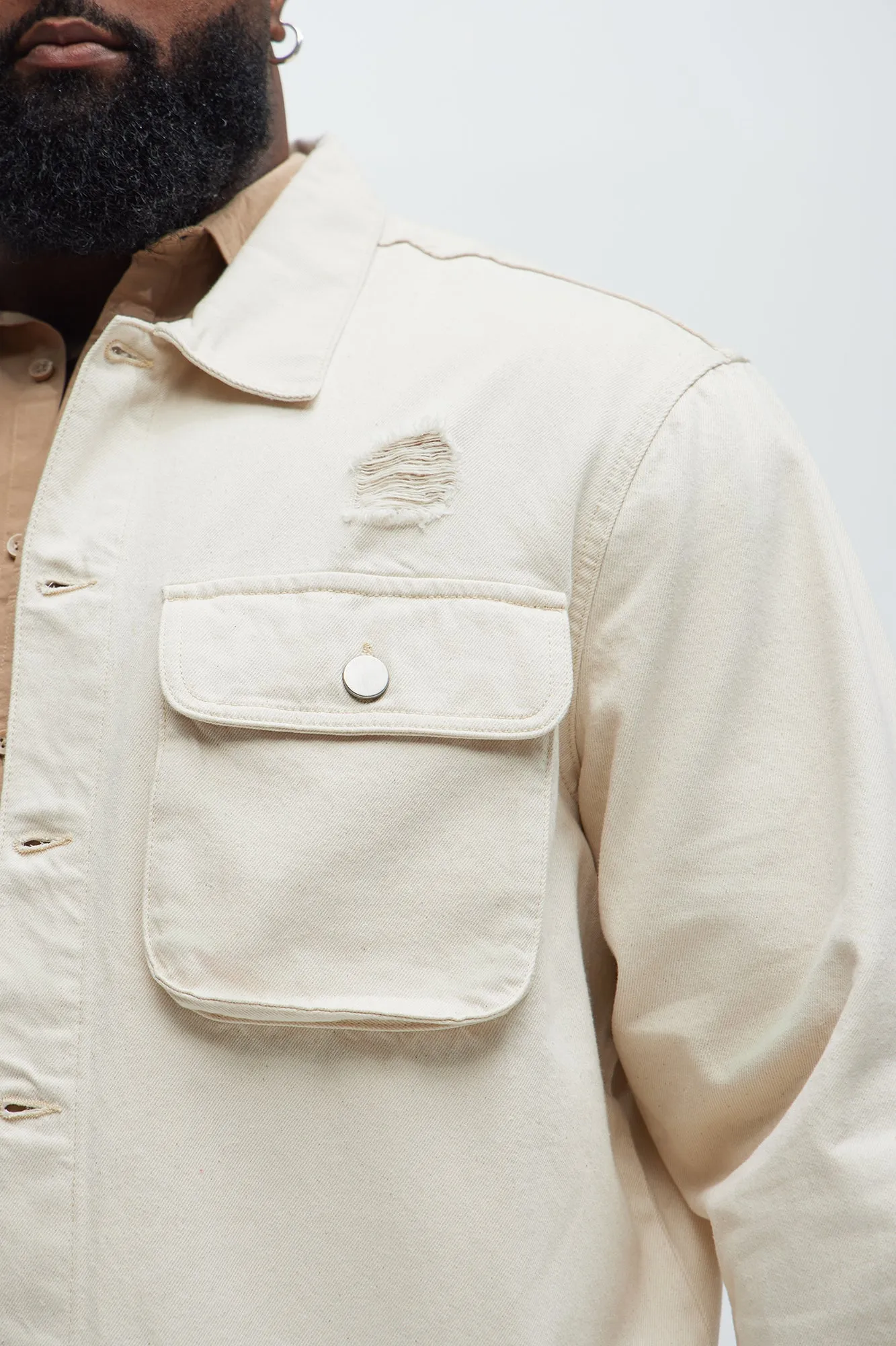 Benson Distressed Work Jacket - Cream