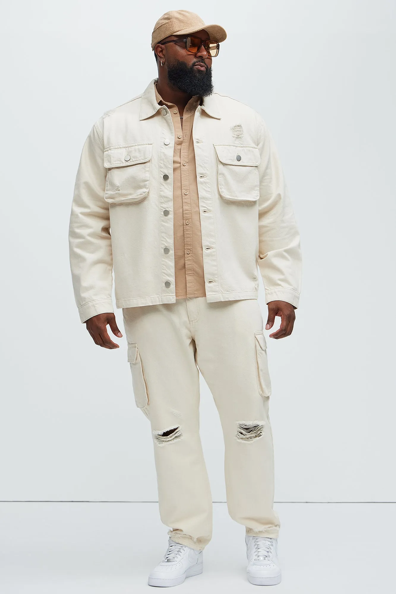 Benson Distressed Work Jacket - Cream