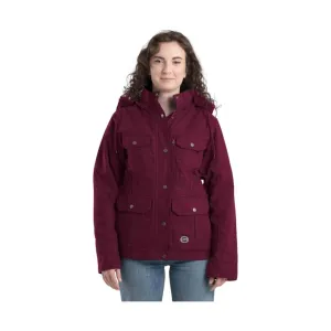 Berne Women's Vintage Washed Duck Barn Coat - Maroon