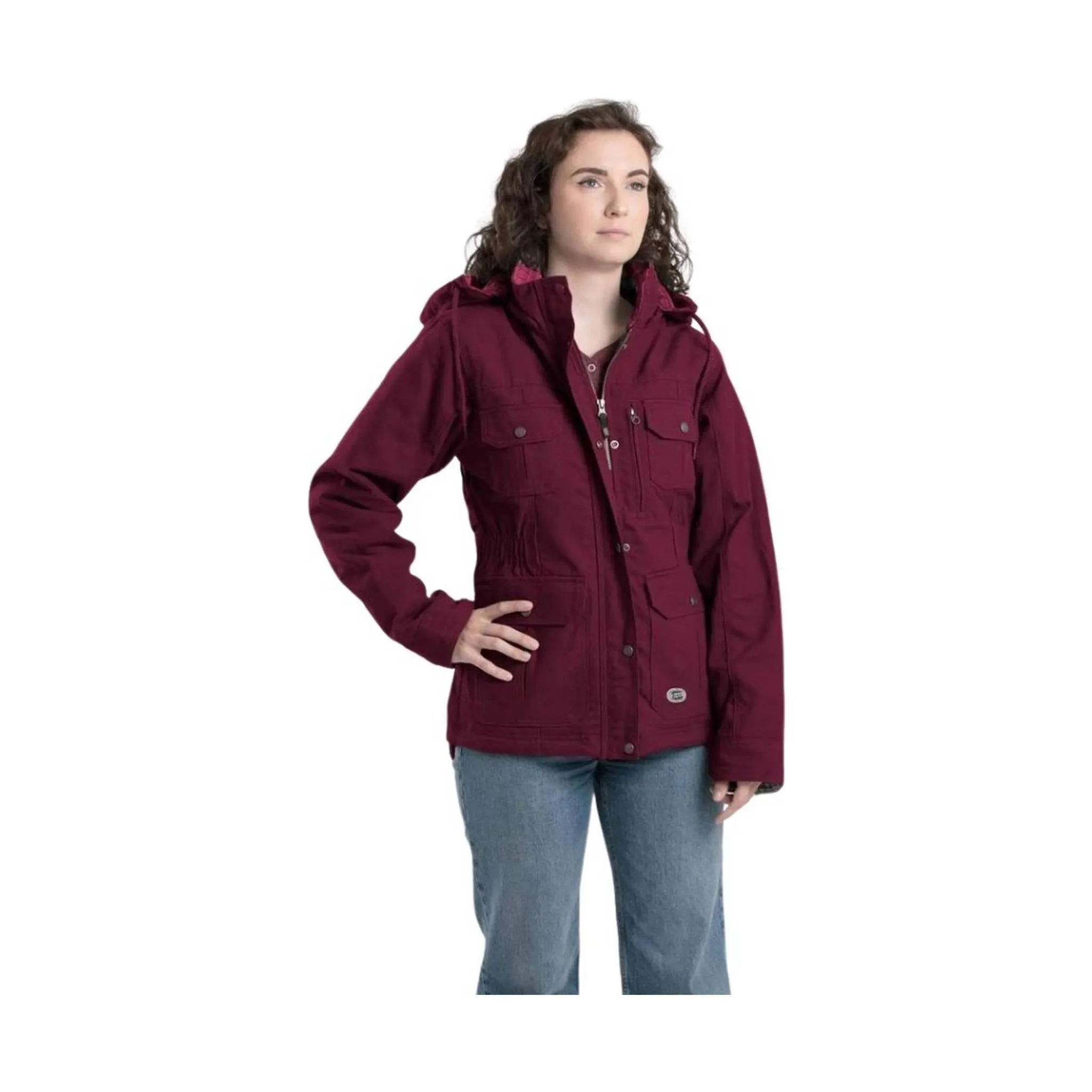 Berne Women's Vintage Washed Duck Barn Coat - Maroon