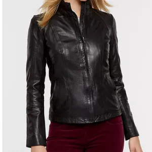 Best Genuine Fashion Biker Leather Azura Classic Washed Lambskin Leather Jacket