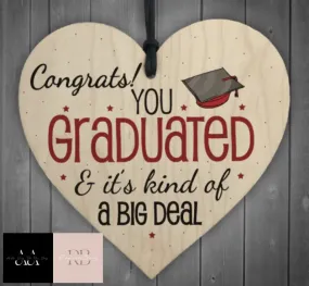 BIG DEAL GRADUATION WOODEN HEART KEEPSAKE GIFT CONGRATULATIONS