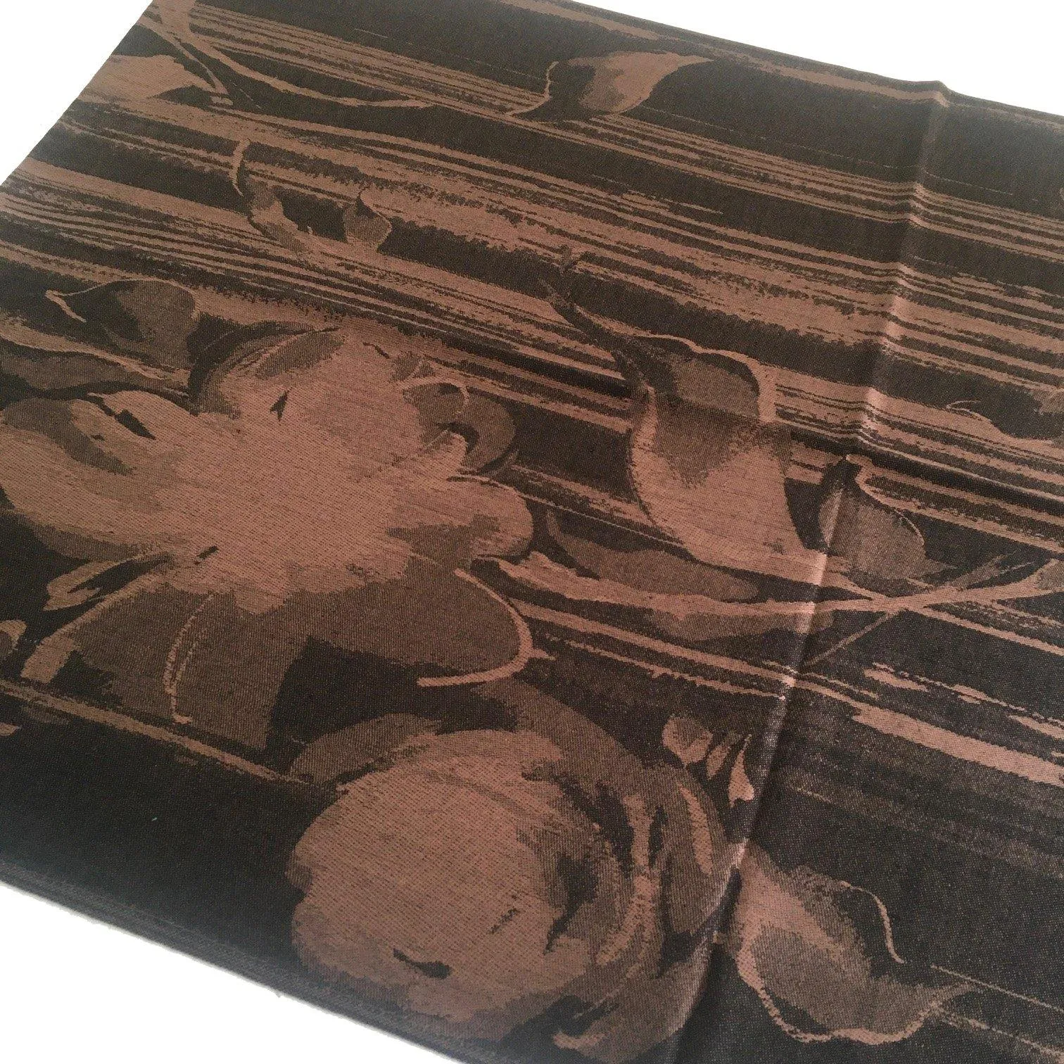 BLACK BRONZE REVERSIBLE PASHMINA SHAWL SCARF IN ABSTRACT FLORAL PRINT