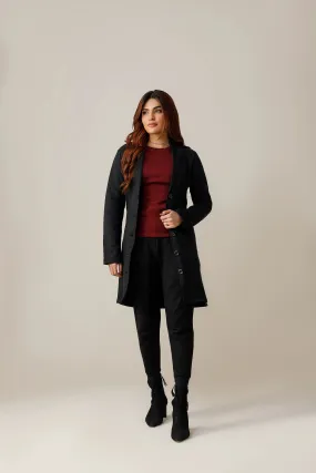 Black Button Down Short Lapel coat