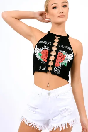 Black Heart Breaker Crop Top - Pheonix