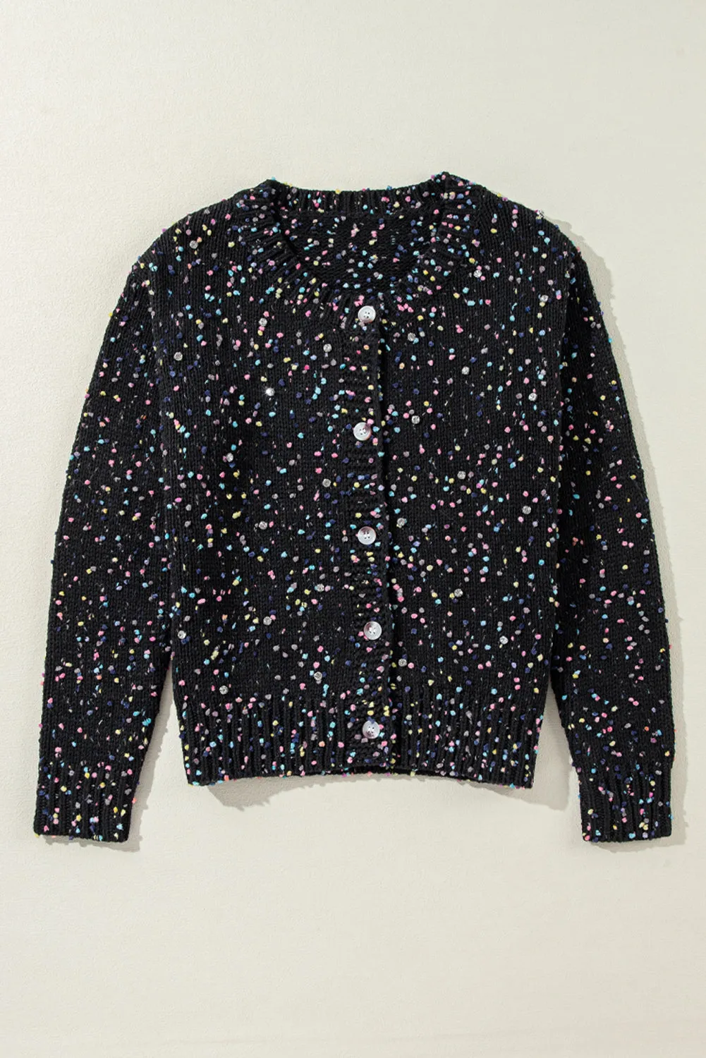 Black Multicolor Confetti Sweater Cardigan