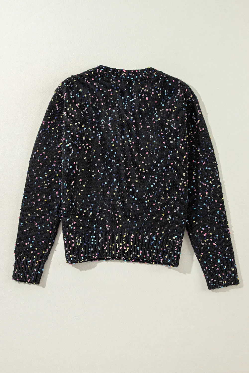 Black Multicolor Confetti Sweater Cardigan