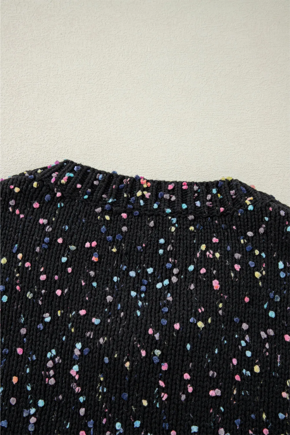 Black Multicolor Confetti Sweater Cardigan